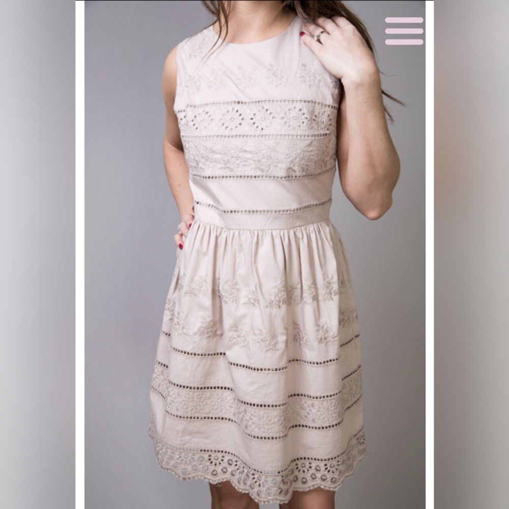 LOVEMARKS* sleeveless round neck gathered waist zip back cut out detail dress